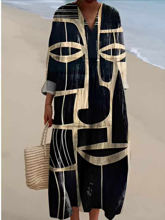 Eclipse Mask Geometric Print Dress